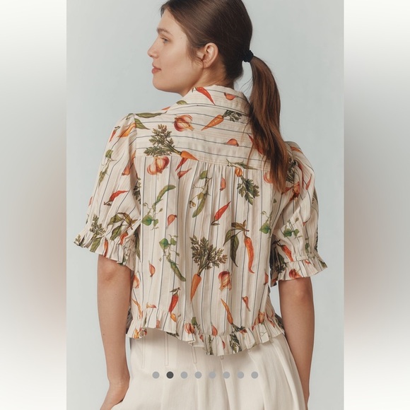 ANTHROPOLOGIE NWT MAEVE SHORT-SLEEVE FEMME COLLARED BLOUSE size M. - Picture 3 of 16